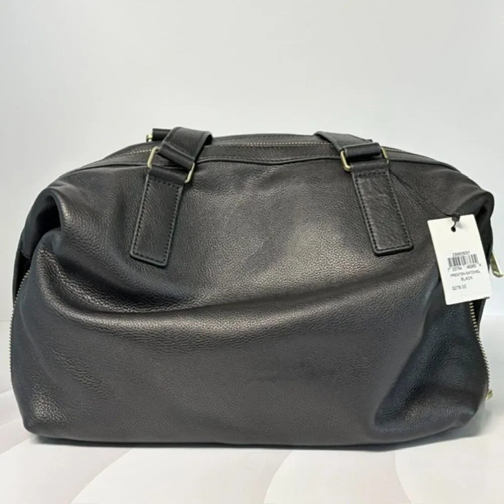 Fossil Preston Satchel Black Pebbled Leather Shoulder Bag NWT ZB6605001 Dust Bag